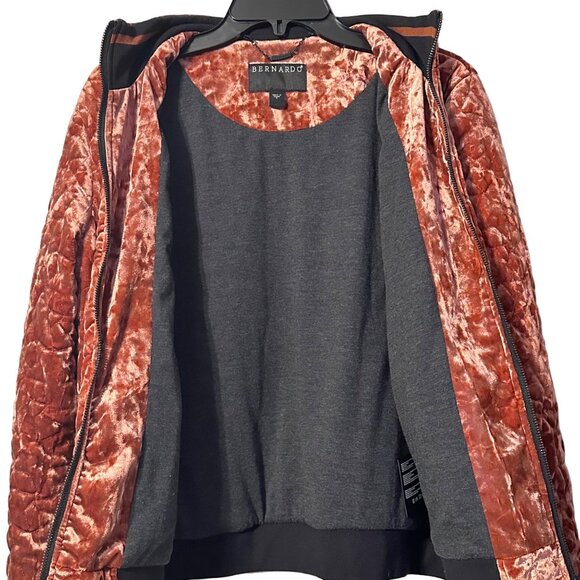 BERNARDO Women's Quilted Velvet Bomber Style Jacket Rust / Orange Size Small - Picture 4 of 9